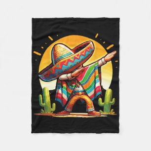 Dabbing Mexican Poncho Sombrero Dab Dance Cinco De Fleece Blanket