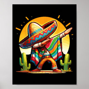 Dabbing Mexican Poncho Sombrero Dab Dance Cinco De Poster