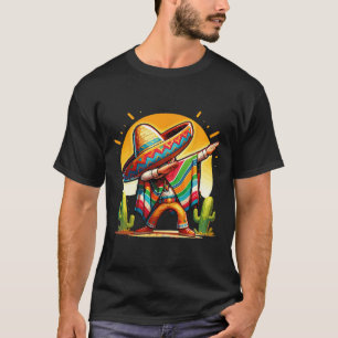 Dabbing Mexican Poncho Sombrero Dab Dance Cinco De T-Shirt