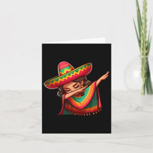 Dabbing Mexican Woman Poncho Cinco De Mayo Girl So Card