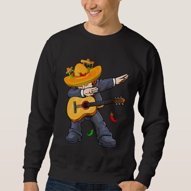 Dabbing Mexico Mariachi & Guitar Cinco De Mayo Boy Sweatshirt (Front)