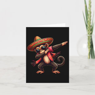 Dabbing Monkey Sombrero Poncho Cinco De Mayo Mexic Card