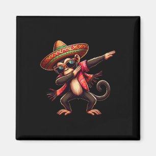 Dabbing Monkey Sombrero Poncho Cinco De Mayo Mexic Magnet