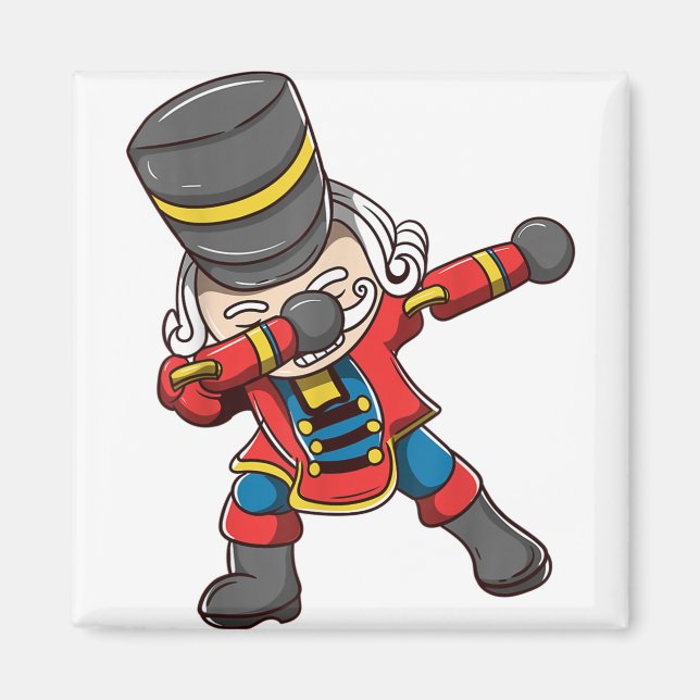 Dabbing nutcracker squad matching christmas magnet (Front)