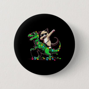 Dabbing Oriental Shorthair On Xmas Lights Dinosaur 6 Cm Round Badge