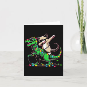 Dabbing Oriental Shorthair On Xmas Lights Dinosaur Card