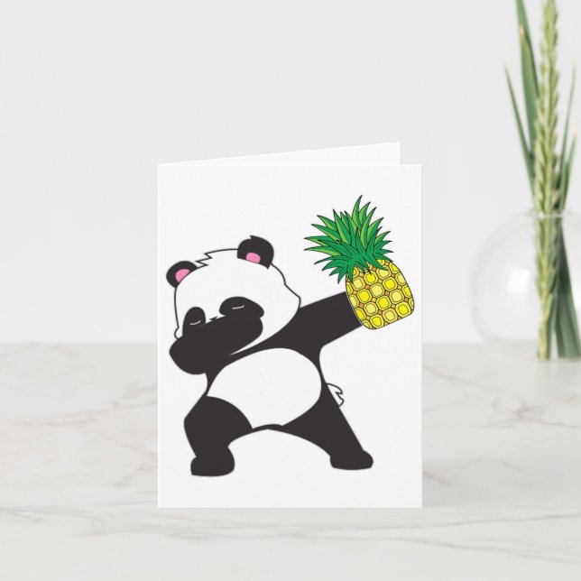 Dabbing Panda Bear Pineapple Aloha Beach Hawaiian  Card (Front)