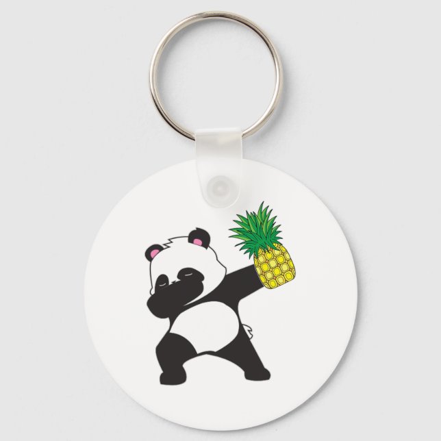 Dabbing Panda Bear Pineapple Aloha Beach Hawaiian  Key Ring (Front)