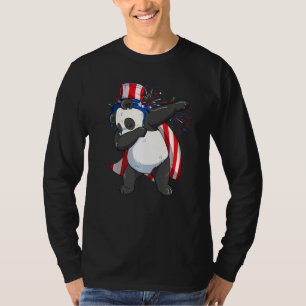 Dabbing Panda Bear With Uncle Sam Hat Usa Flag 4th T-Shirt
