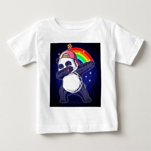 Dabbing Panda Rainbow Vibes" Baby & Kids T-Shirt (Front)