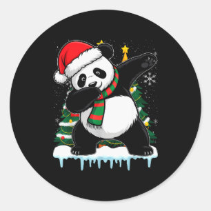 Dabbing Panda Santa Christmas Kids Boys Men Xmas B Classic Round Sticker