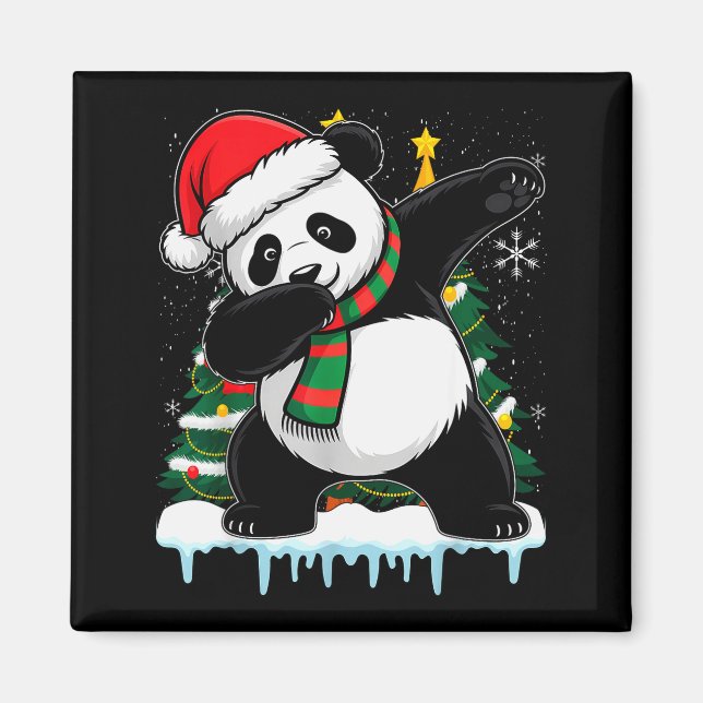 Dabbing Panda Santa Christmas Kids Boys Men Xmas B Magnet (Front)