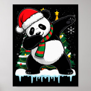 Dabbing Panda Santa Christmas Kids Boys Men Xmas B Poster