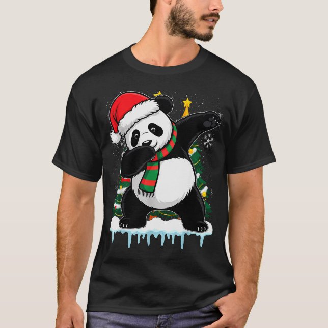 Dabbing Panda Santa Christmas Kids Boys Men Xmas B T-Shirt (Front)