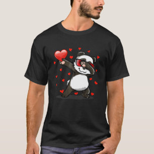 Dabbing Panda Sunglasses Heart Valentines Day Zoo T-Shirt