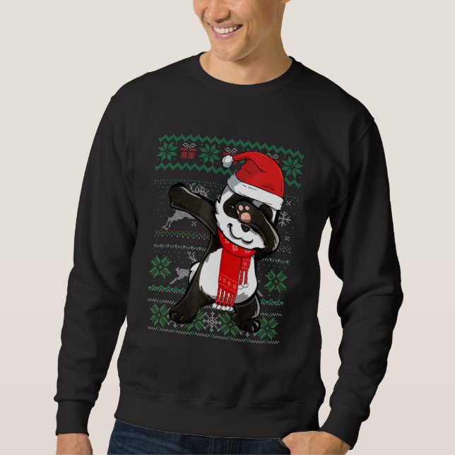 Dabbing Panda Ugly Christmas Sweater Funny Party C (Front)