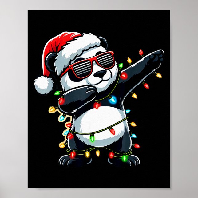 Dabbing Panda Xmas For Kids Boys Girl Panda Lover  Poster (Front)