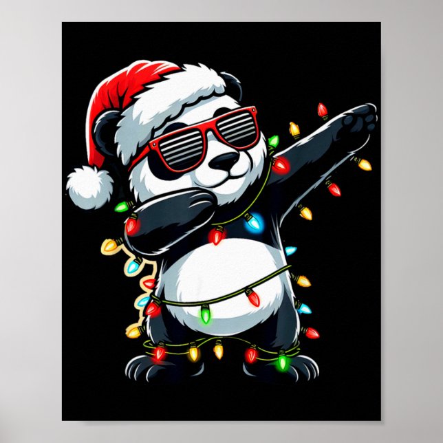 Dabbing Panda Xmas For Kids Boys Girl Panda Lover  Poster (Front)