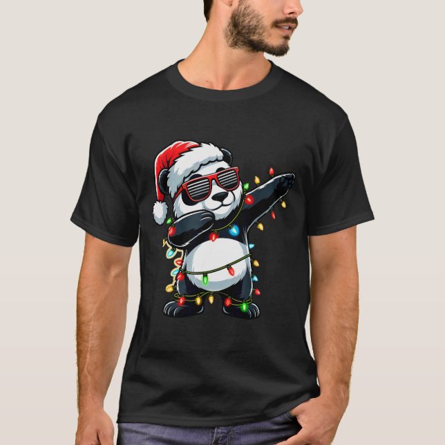 Dabbing Panda Xmas For Kids Boys Girl Panda Lover  T-Shirt (Front)