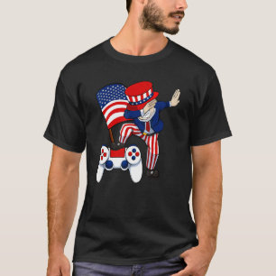 Dabbing Patriotic Gamer 4th Of July Video Game Con T-Shirt