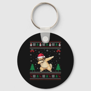Dabbing Pekingese Dog Santa Hat Boys Girls Kids Ch Key Ring