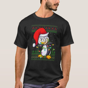 Dabbing Penguin Bird Xmas Lights Ugly Penguin Chri T-Shirt
