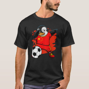 Dabbing Penguin China Soccer Fan Jersey Football L T-Shirt