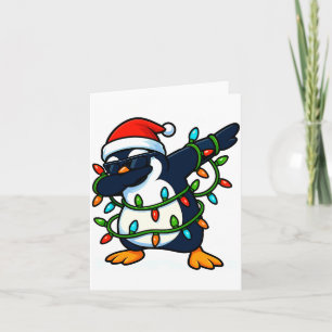 Dabbing Penguin Christmas Girls Xmas Lights Boys C Card