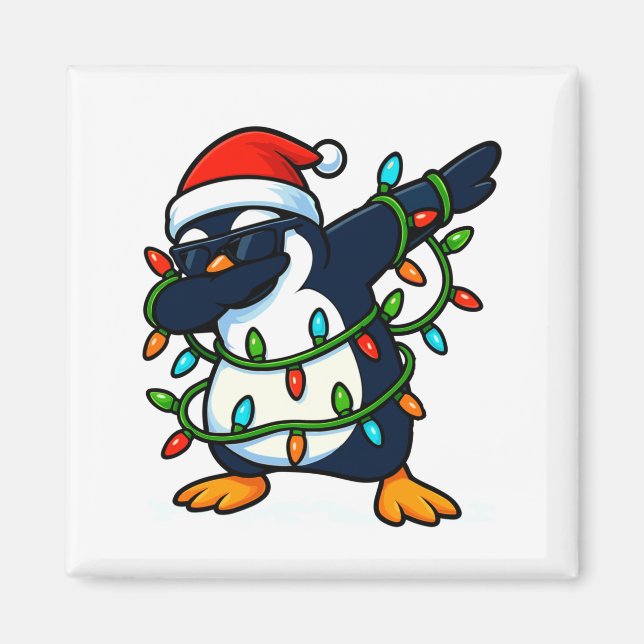 Dabbing Penguin Christmas Girls Xmas Lights Boys C Magnet (Front)