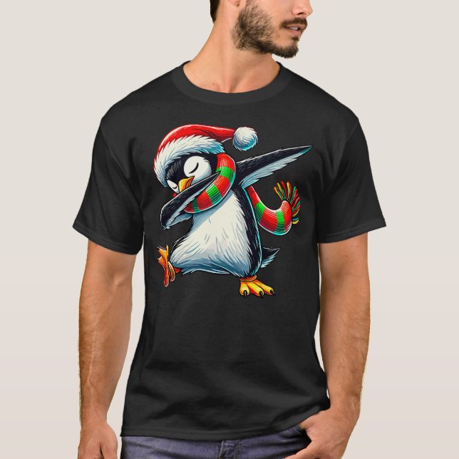 Dabbing Penguin Christmas Holiday Kids Xmas St. Ni T-Shirt (Front)