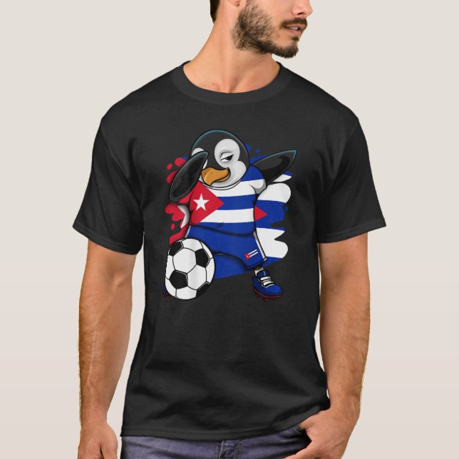 Dabbing Penguin Cuba Soccer Fans Jersey Football L T-Shirt (Front)