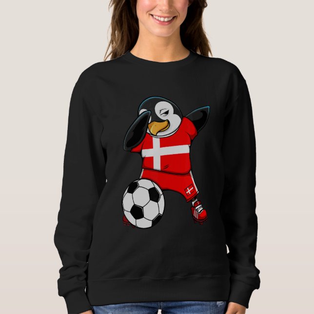 Dabbing Penguin Denmark Soccer Fans Jersey Footbal Sweatshirt (Front)