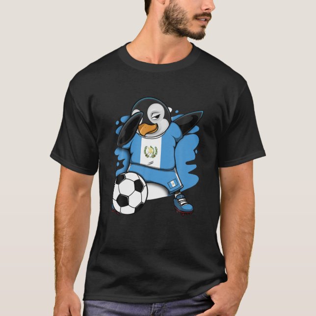 Dabbing Penguin Guatemala Soccer Fans Jersey Footb T-Shirt (Front)