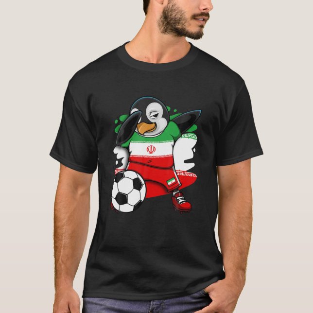Dabbing Penguin Iran Soccer Fans Jersey Football L T-Shirt (Front)