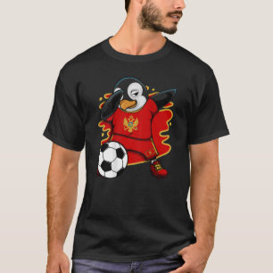 Dabbing Penguin Montenegro Soccer Fans Jersey Foot T-Shirt