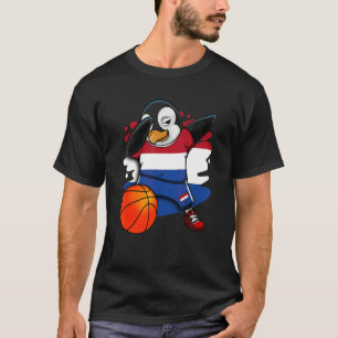 Dabbing Penguin Netherlands Basketball Fan Jersey  T-Shirt