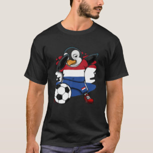 Dabbing Penguin Netherlands Soccer Fan Jersey Foot T-Shirt