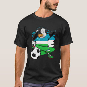 Dabbing Penguin Uzbekistan Soccer Fans Jersey Foot T-Shirt