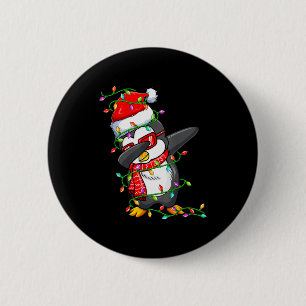 Dabbing Penguin Wearing Santa Hat - Penguin Lover 6 Cm Round Badge