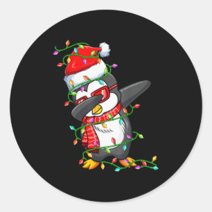 Dabbing Penguin Wearing Santa Hat - Penguin Lover  Classic Round Sticker