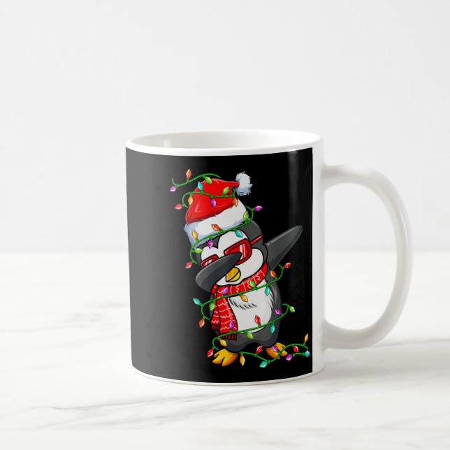 Dabbing Penguin Wearing Santa Hat - Penguin Lover  Coffee Mug (Right)
