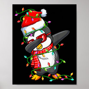 Dabbing Penguin Wearing Santa Hat - Penguin Lover  Poster