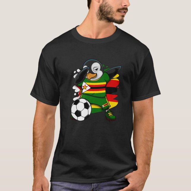 Dabbing Penguin Zimbabwe Soccer Fans Jersey Footba T-Shirt (Front)