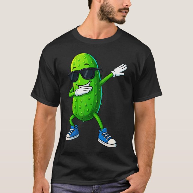 Dabbing Pickle Dancing Cucumber Funny Pickle Lover T-Shirt (Front)