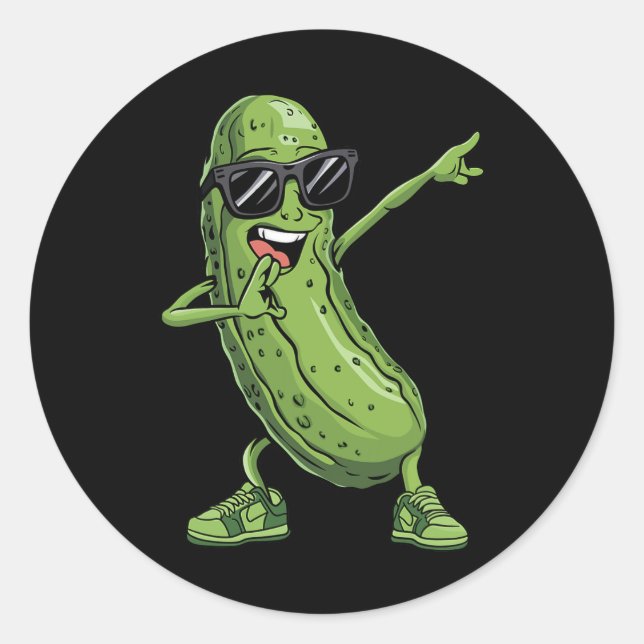 Dabbing Pickle Dancing Cucumber Funny Sungl Produc Classic Round Sticker (Front)