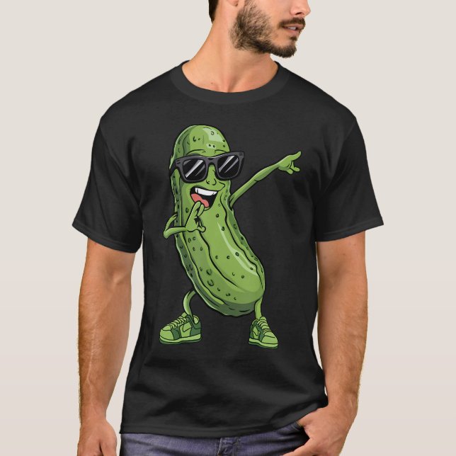 Dabbing Pickle Dancing Cucumber Funny Sunglass Pro T-Shirt (Front)