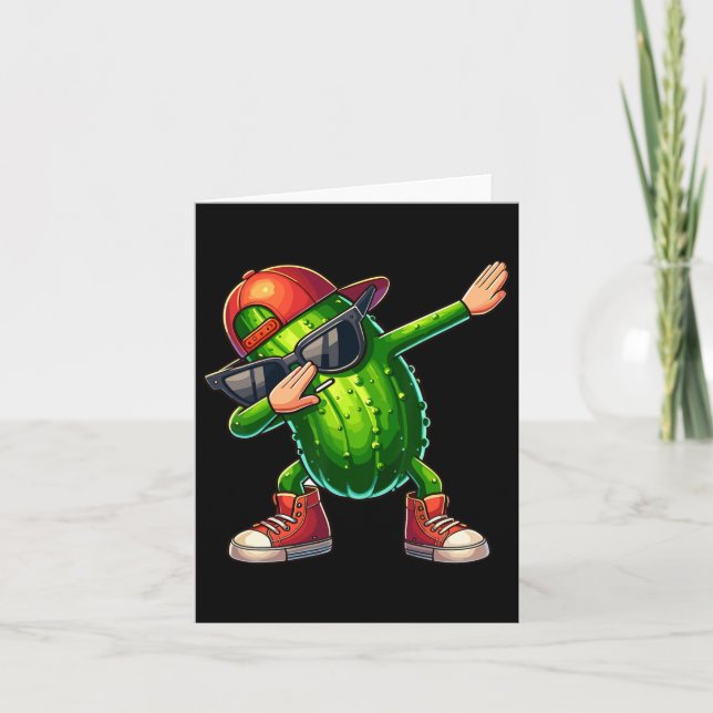 Dabbing Pickle Dancing Cucumber Lover Funny Pickle Card (Front)