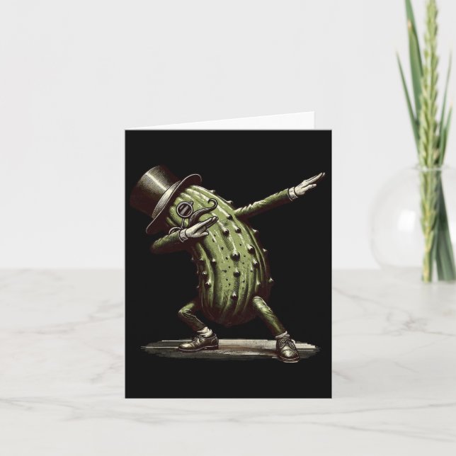 Dabbing Pickle Dancing Cucumber Lover Funny Pickle Card (Front)