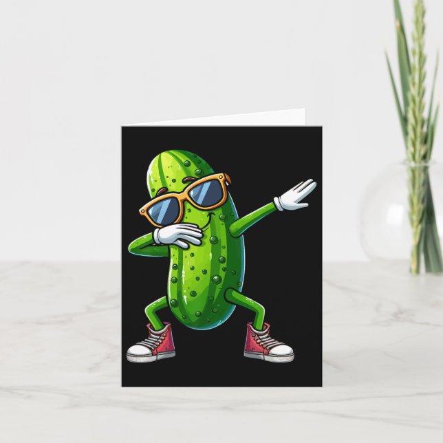 Dabbing Pickle Dancing Cucumber Lover Funny Pickle Card (Front)