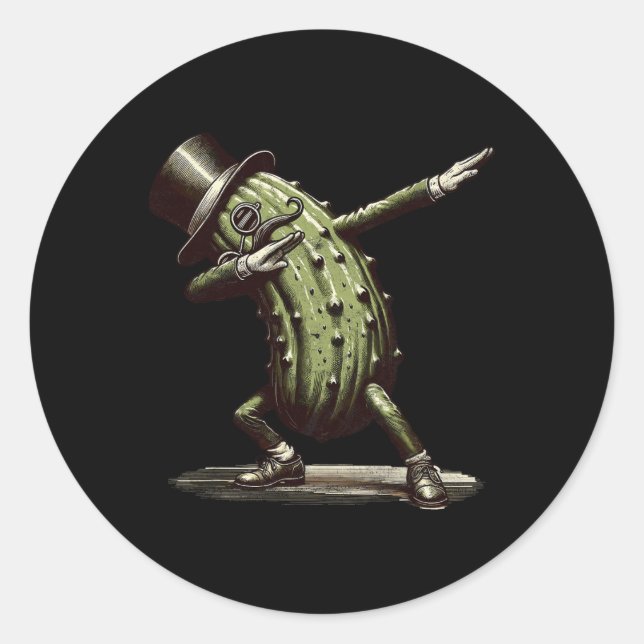 Dabbing Pickle Dancing Cucumber Lover Funny Pickle Classic Round Sticker (Front)